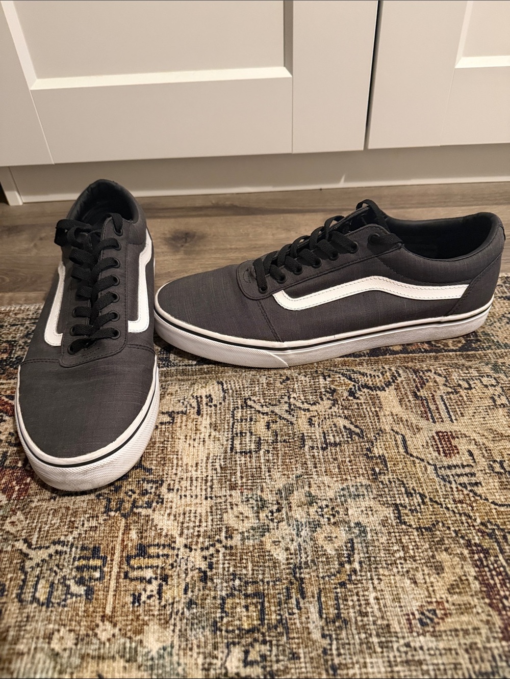 Vans Men's Low-Top Canvas Sneakers in Gray and White